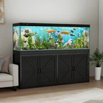 Heavy Duty 125-150 Gallon Fish Tank Stand With Power Outlet & Storage, Black. Fixed Price $443.99.