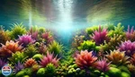 Aquatic Plants Aquarium Background Red Green Water Wave Fish Tank. Fixed Price $20.00.