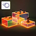 3PCS Iridescent Acrylic Display Risers With Led Light, Cube Box Rainb.... Fixed Price $78.40.