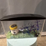 Aqueon Plastic Aquarium Kit Black Lid, Decorative Plants, Marbles, Betta Food. Fixed Price $19.99.