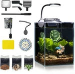 Desktop Small Aquarium Set Glass Fish Tank 1.25 Gallon, With Water Pump Filter B. Fixed Price $72.99.