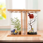 Glass Betta Fish Tank Bamboo Base Mini Aquarium For Desktop. Fixed Price $37.19.