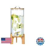 Sentingbaix Glass Drink Dispenser 2.9 Gallons Faucet Wood Stand Easy Flow. Fixed Price $130.40.