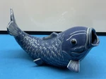 Vintage Large Ceramic Glazed Blue Koi Fish 14"L Aquatic Beach Planter Vase Decor. Fixed Price $71.99.