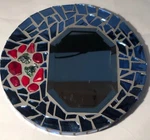 Rare Handmade Custom Mosaic Frog Pond Mirror Red Coral Stone Of Kind 10.5. Fixed Price $45.00.