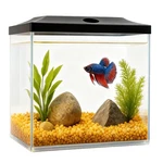 Sw Products 0.8-GALLON Cube Small Fish Tank, Shatterproof Plastic Clear. Fixed Price $42.90.