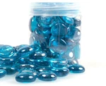 1.1 Pound Blue Glass Pebbles Glossy Round Stones For Vase Aquarium Decor. Fixed Price $83.98.