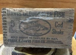 Vintage Wooden Crate Fish Box Cod Steaks Gloucester Central Wharf Famous Port. Fixed Price $45.00.