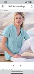 Soft Surroundings Offshore Top Small Aquatic Blue Eyelet Pleated Lined V Neck. Fixed Price $14.00.