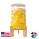 Sentingbaix Glass Drink Dispenser 2 Gallons Faucet Wood Stand Easy Flow Control. Fixed Price $112.62.