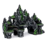 Large Fish Tank Decorations - Mountain View Aquarium Ornament With Cave Plants. Fixed Price $39.21.