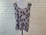 Isaac Mizrahi Live 1X Plus Size Tank Top Black Geometric Cotton Knit Sleeveless. Fixed Price $11.99.
