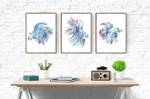 Set Of 3 Betta Fish Painting Watercolour Aquarium Tank Wall Art Watercolor. Fixed Price $42.18.