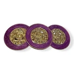 Vtg Hair Clip Purple Enamel Gold-colored Filigree Floral Pattern 3 Circular Desi. Fixed Price $19.99.