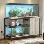 Aquarium Stand Cabinet, Storage, Power Outlets, Adjustable Feet, Wood & Metal. Fixed Price $105.00.