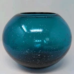 Hand Blown Bubble Glass Globe Vase/fish Bowl Blue 6.5 Home Decor. Fixed Price $13.05.