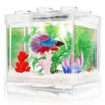 Small Betta Fish Tank, Aquarium Kit With Led Lighting, 0.6 Gallon Stackable. Fixed Price $37.78.