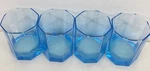Vintage Aqua Blue Lowball Rocks Octagon Glasses Set Of 4,E5. Fixed Price $34.26.