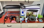 Aqueon 5.5 Gallon Glass Fish Tank, Filter, Heater, Decor, Care Product, Etc. Fixed Price $149.99.