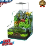 Curved Fish Planting Tank Aqua Terrarium Glass W/ Led Lights Filter Offices New. Fixed Price $145.92.