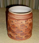 Art Pottery Open Canister. School Fish Pattern. Great For Kitchen Bath Office. Fixed Price $16.96.