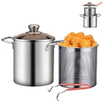 Stainless Steel Deep Fryer Pot With Basket Lid Food Grade Chicken Frying Pan. Fixed Price $26.23.