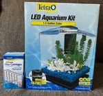 New Tetra 1.5 Gallon Cube Led Aquarium Kit W/ Bonus Filter Cartridges. Fixed Price $49.99.