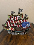 Penn-plax 8" Red & White Striped Pirate Ship Fish Tank Aquarium Shelter Ornament. Fixed Price $19.95.
